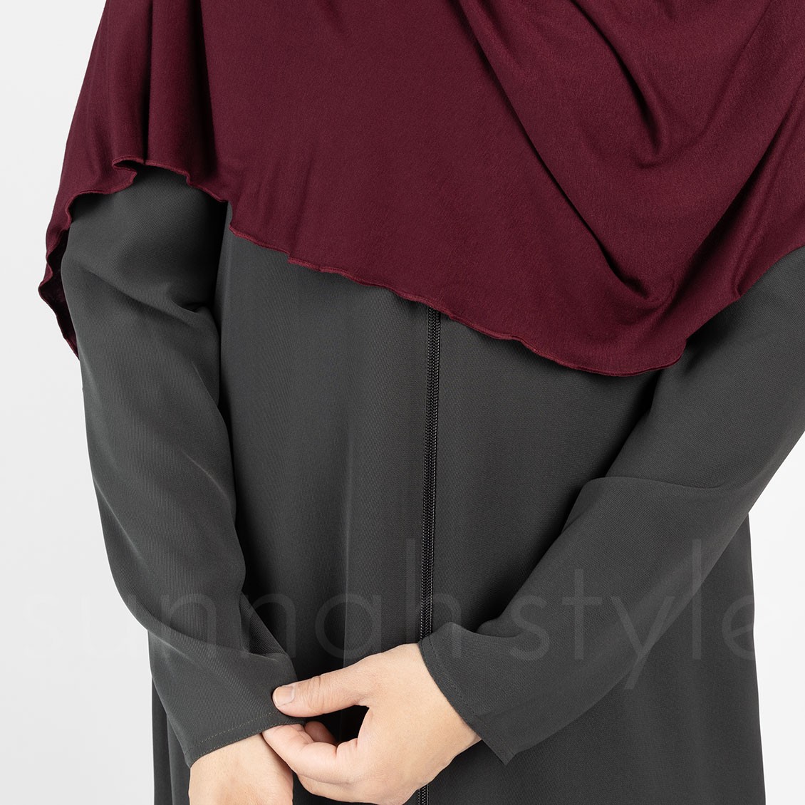Sunnah Style Essentials Full Zip Abaya Slim Dark Grey